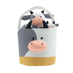 Cow Plush Easter Basket, 8 inch , Kipekee, Upcycled Plush NEW